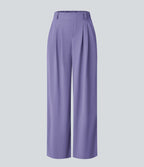Pantalon Tailleur Large Fluide Halara Flex™ Gaufré Taille Haute Poches Latérales