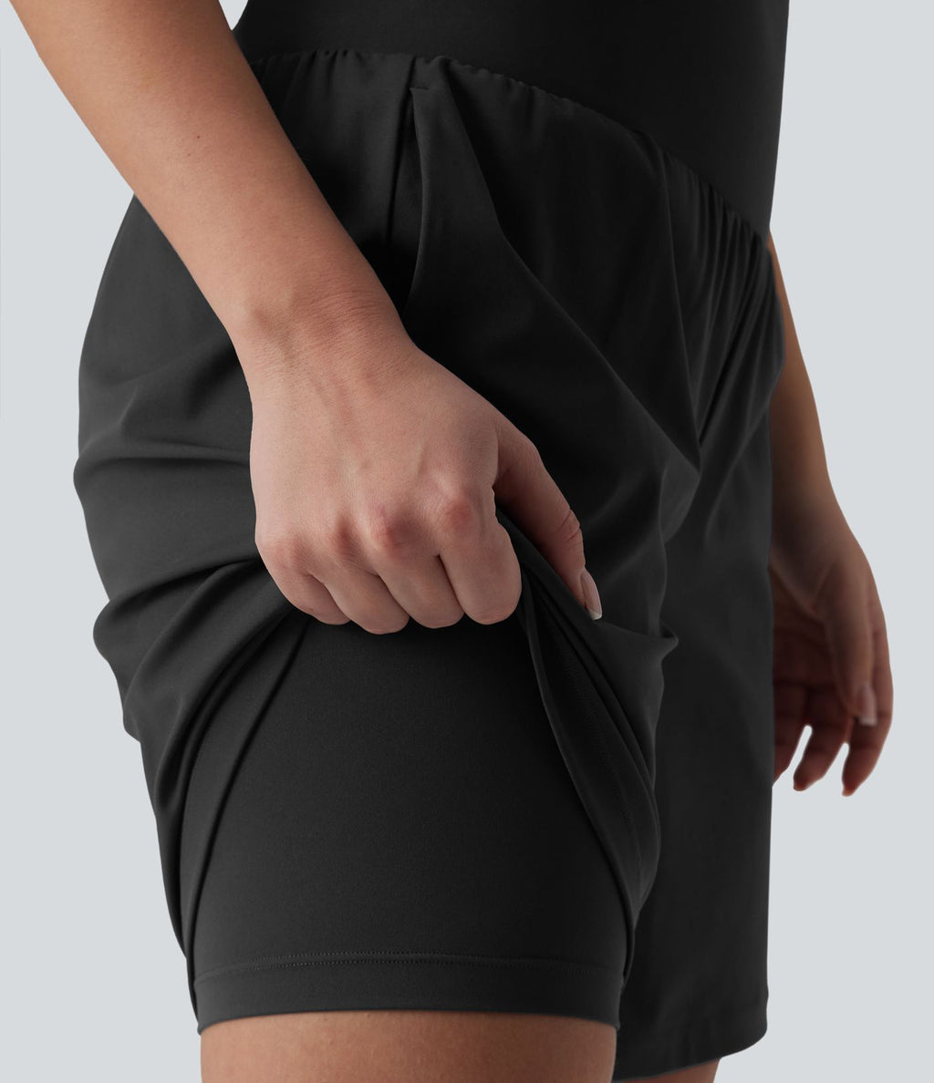 Short de yoga SoftlyZero™ Airy 2-en-1 gainant taille très haute effet frais InstantCool 17,5 cm avec poches