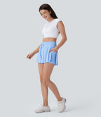 Short cycliste 17,5 cm de yoga gainant taille haute avec découpes - UPF50+ SoftlyZero™