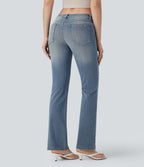 Jean bootcut délavé taille basse Halara Flex™ à poches multiples