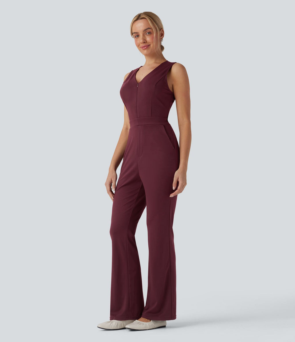 Combinaison bootcut col V sans manches avec poches - Édition Easy Peasy