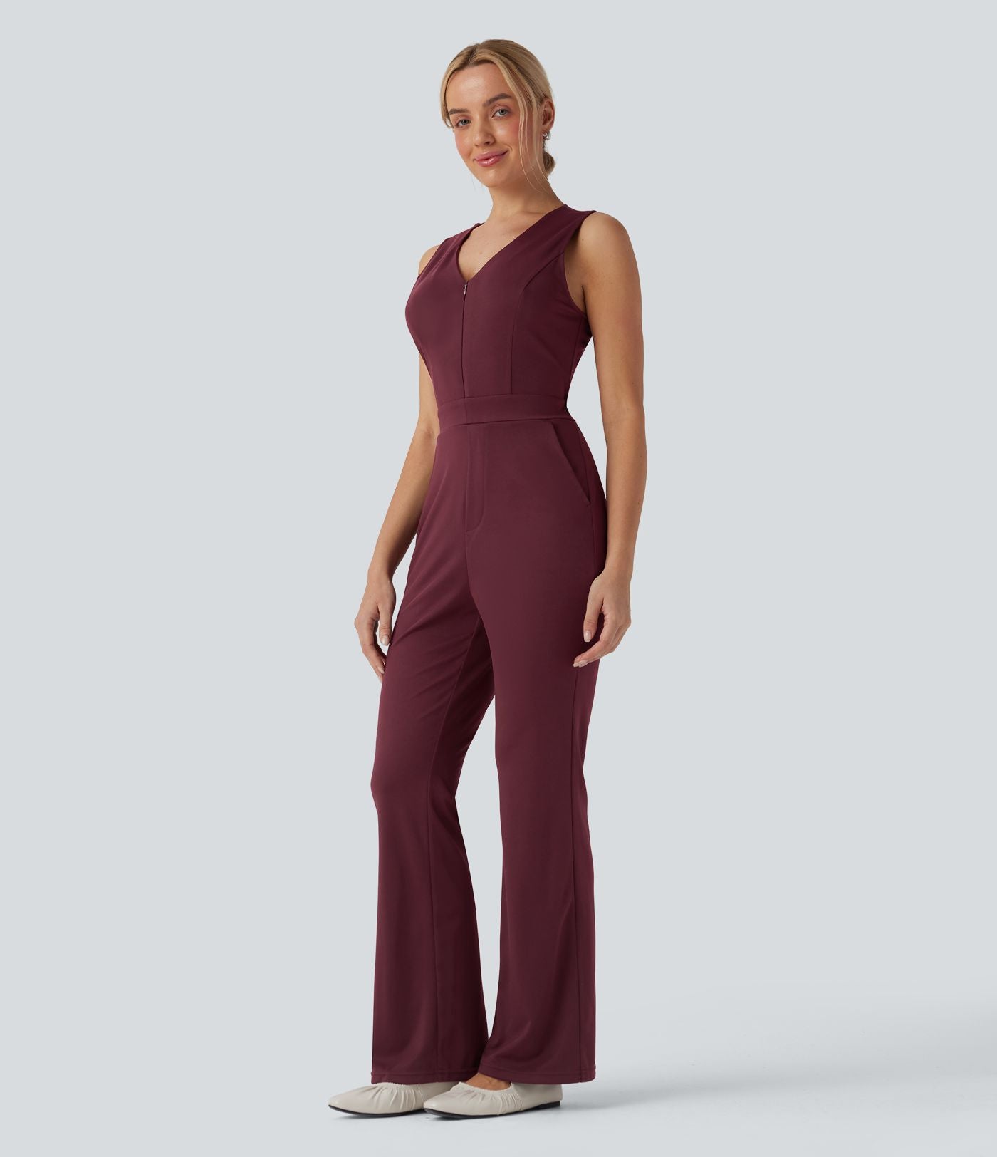 Combinaison bootcut col V sans manches avec poches - Édition Easy Peasy