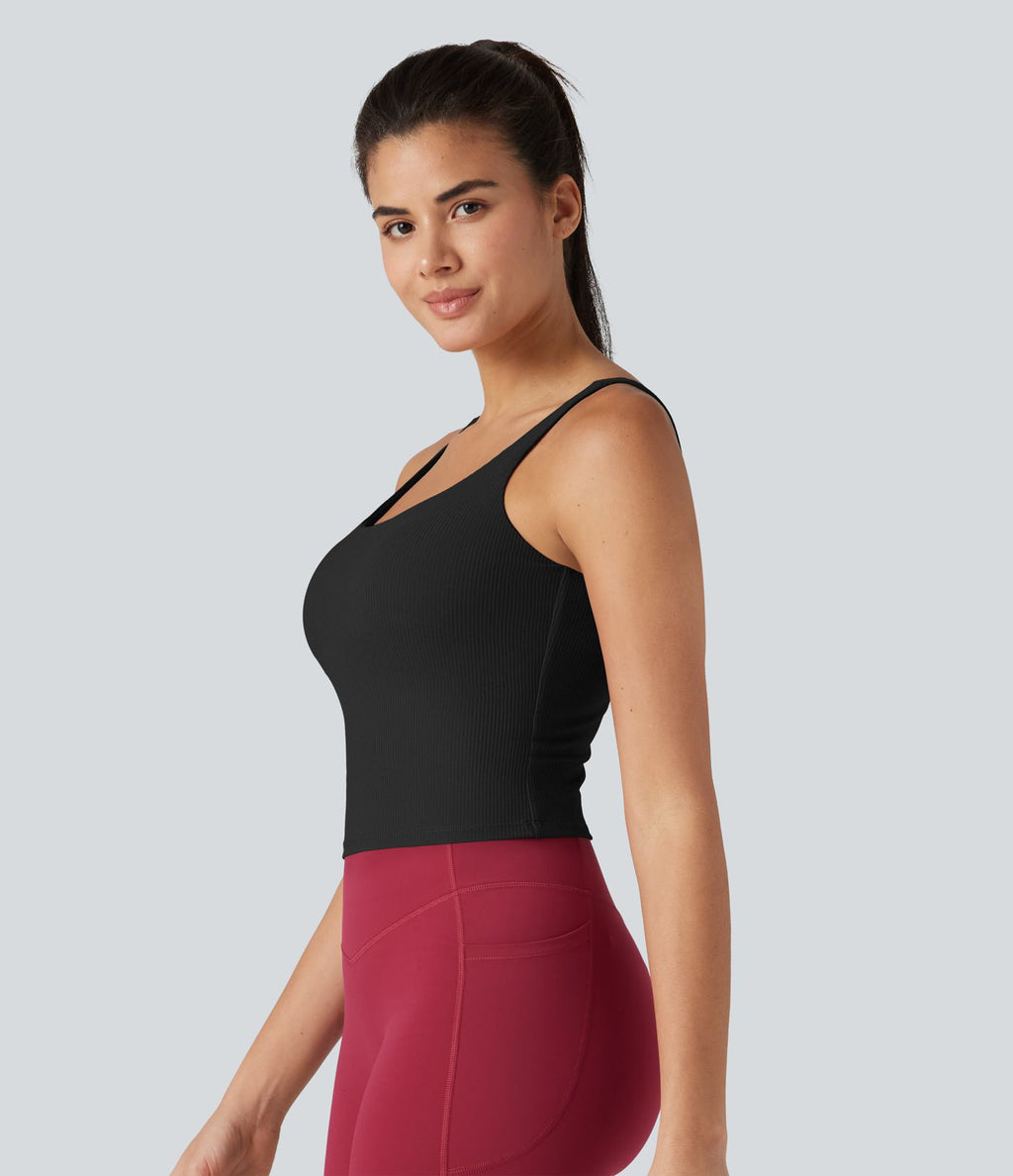 Débardeur de danse dos nu col U avec soutien-gorge intégré