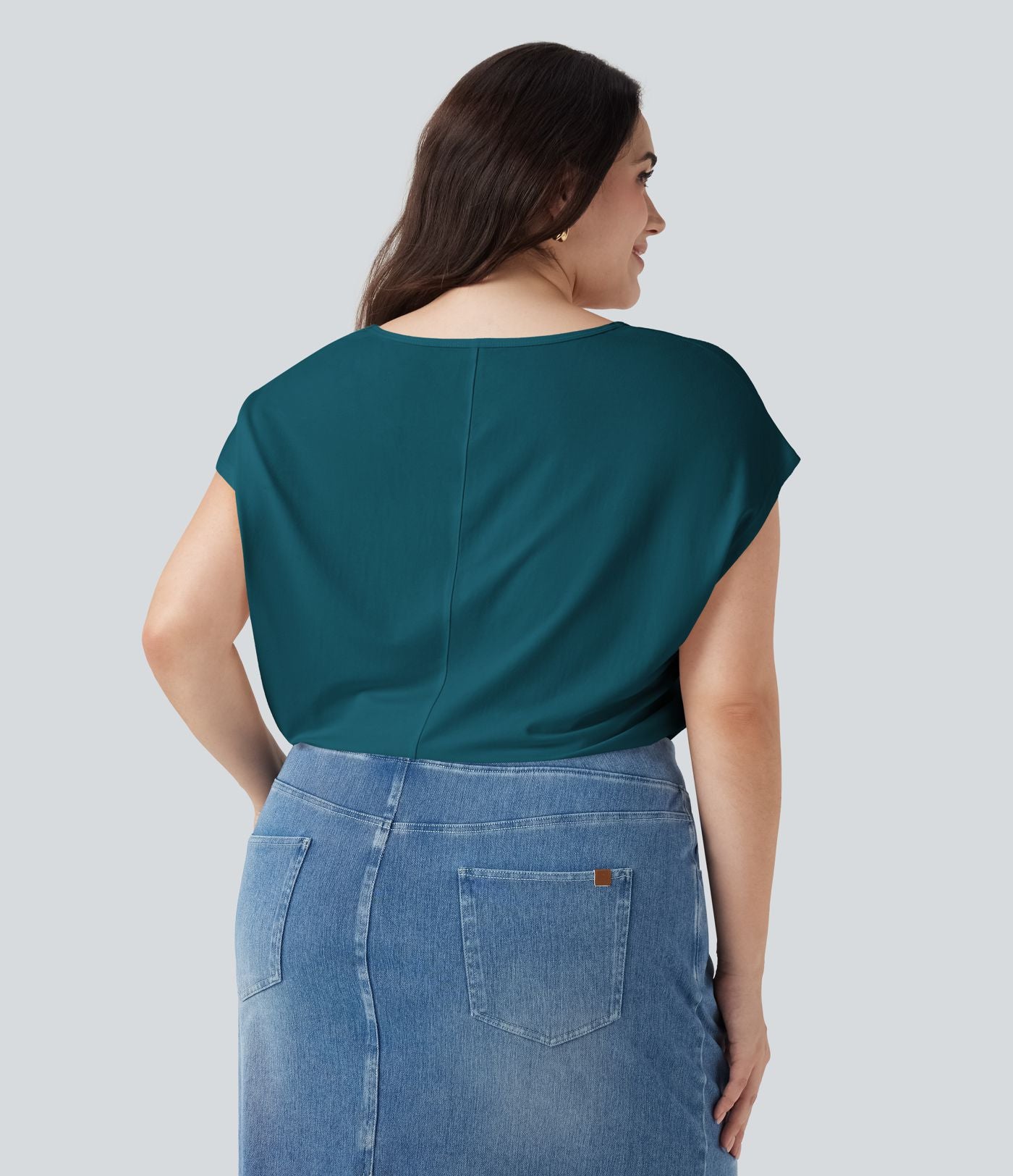 T-shirt décontracté grande taille col V manches courtes