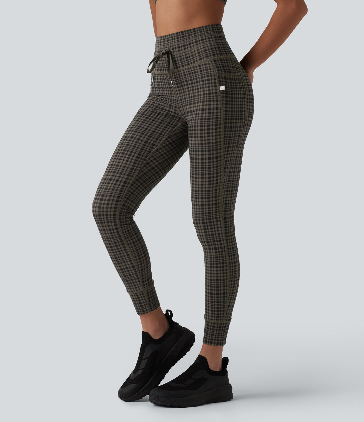 Legging de yoga Halara UltraSculpt™ taille haute avec cordon de serrage imprimé carreaux avec poches
