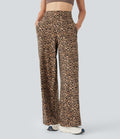 Pantalon de yoga large Halara UltraSculpt™ taille haute imprimé léopard avec poches