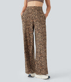 Pantalon de yoga large Halara UltraSculpt™ taille haute imprimé léopard avec poches