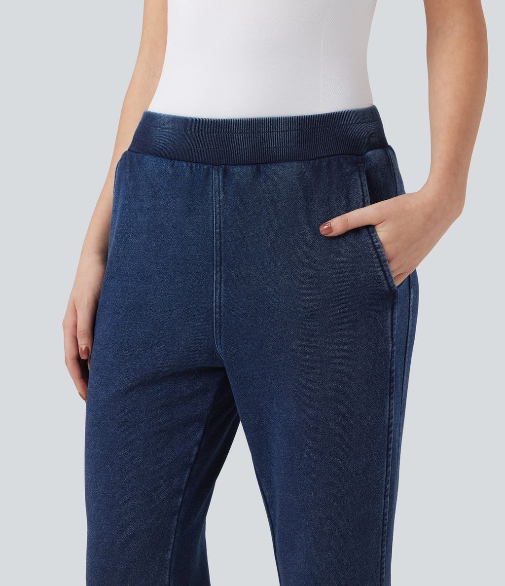 Jean évasé jogging molleton français Halara Flex™ taille mi-haute avec poches