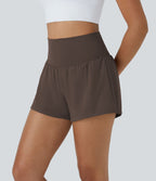 Short 7,5cm Yoga 2 en 1 Super Taille Haute Poches Arrière Poches Cachées Latérales