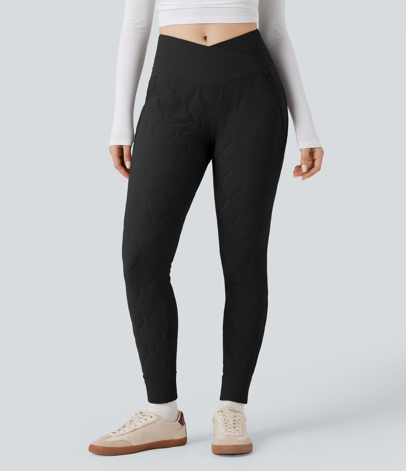 Jogging matelassé casual PuffFlex croisé taille haute avec poches
