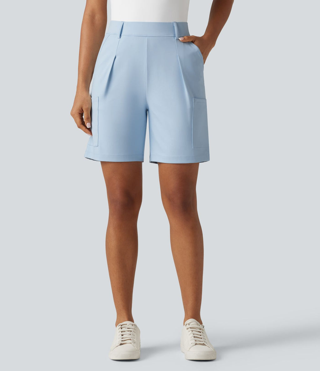Short tailleur cargo ample à taille haute plissé DayStretch avec poches