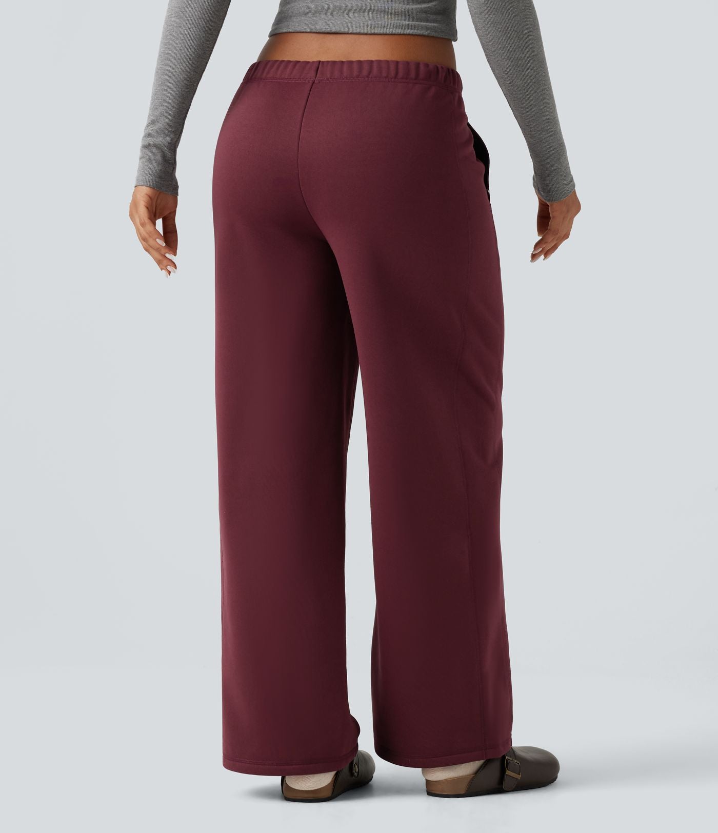 Pantalon de sport coupe droite en polaire, taille basse, cordon de serrage, à poches