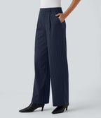 Pantalon Halara Flex™ tailleur droit taille haute rayé effet frais InstantCool avec poches