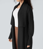 Cardigan long col tailleur manches longues avec poches
