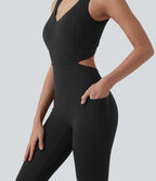 Combinaison d'entraînement Halara UltraSculpt™ gainante évasée avec coussinets fixes et poches - Édition Easy Peasy