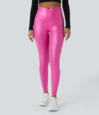 Legging de yoga SoftlyZero™ en simili stretch avec taille croisée, imprimé métallisé et poche arrière