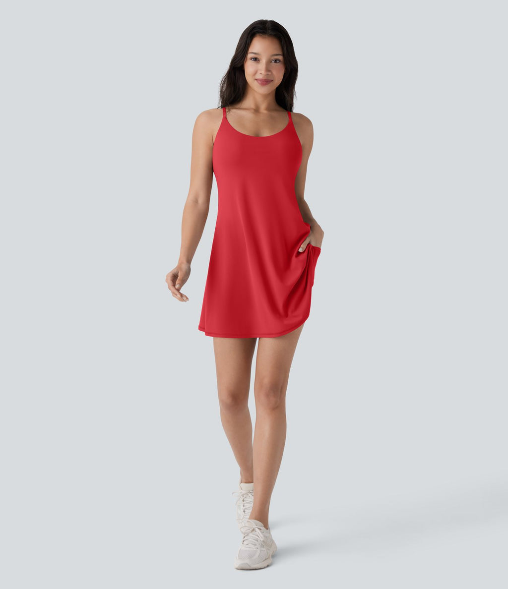 Softlyzero™ Plush Robe de danse courte dos nu avec short intégré - Version Easy Peasy