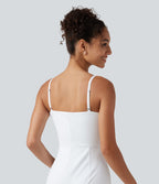 Robe nuisette mini avec brassière intégrée et dentelle contrastante en SoftlyZero™ Airy à effet frais InstantCool, protection solaire UPF50+
