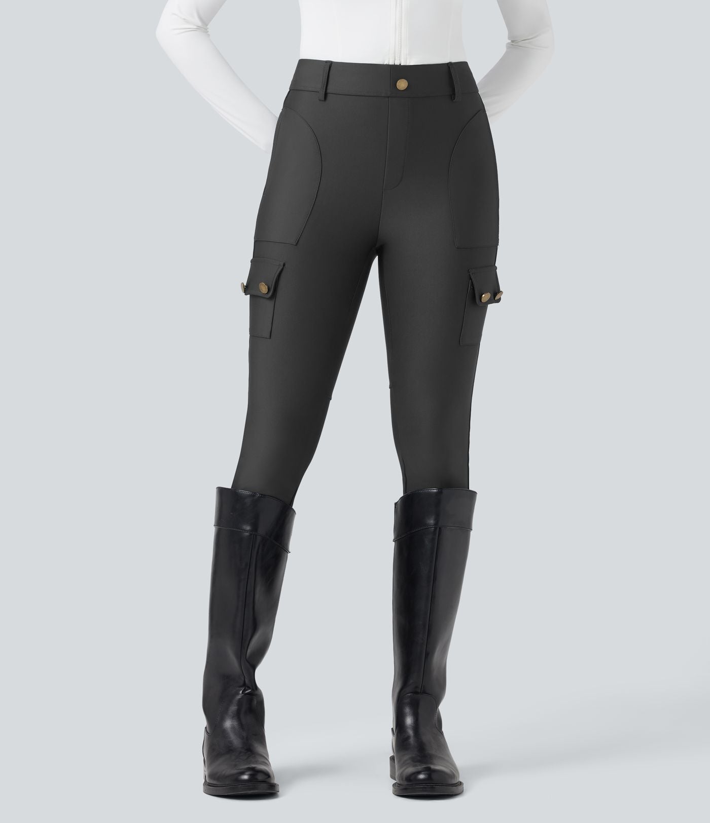 Legging 7/8 brillant taille haute avec poches