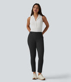 Pantalon de golf slim taille mi-haute séchage rapide avec poche pour tee, UPF 40+