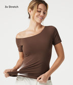 T-shirt casual Halara en jersey de coton asymétrique brassière intégrée bonnets B à DD