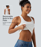 Débardeur casual SoftlyZero™ Airy à col U, dentelle contrastée, découpes et coussinets amovibles