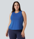Débardeur de Yoga Grande Taille avec Découpe et Ourlet Croisé Uni