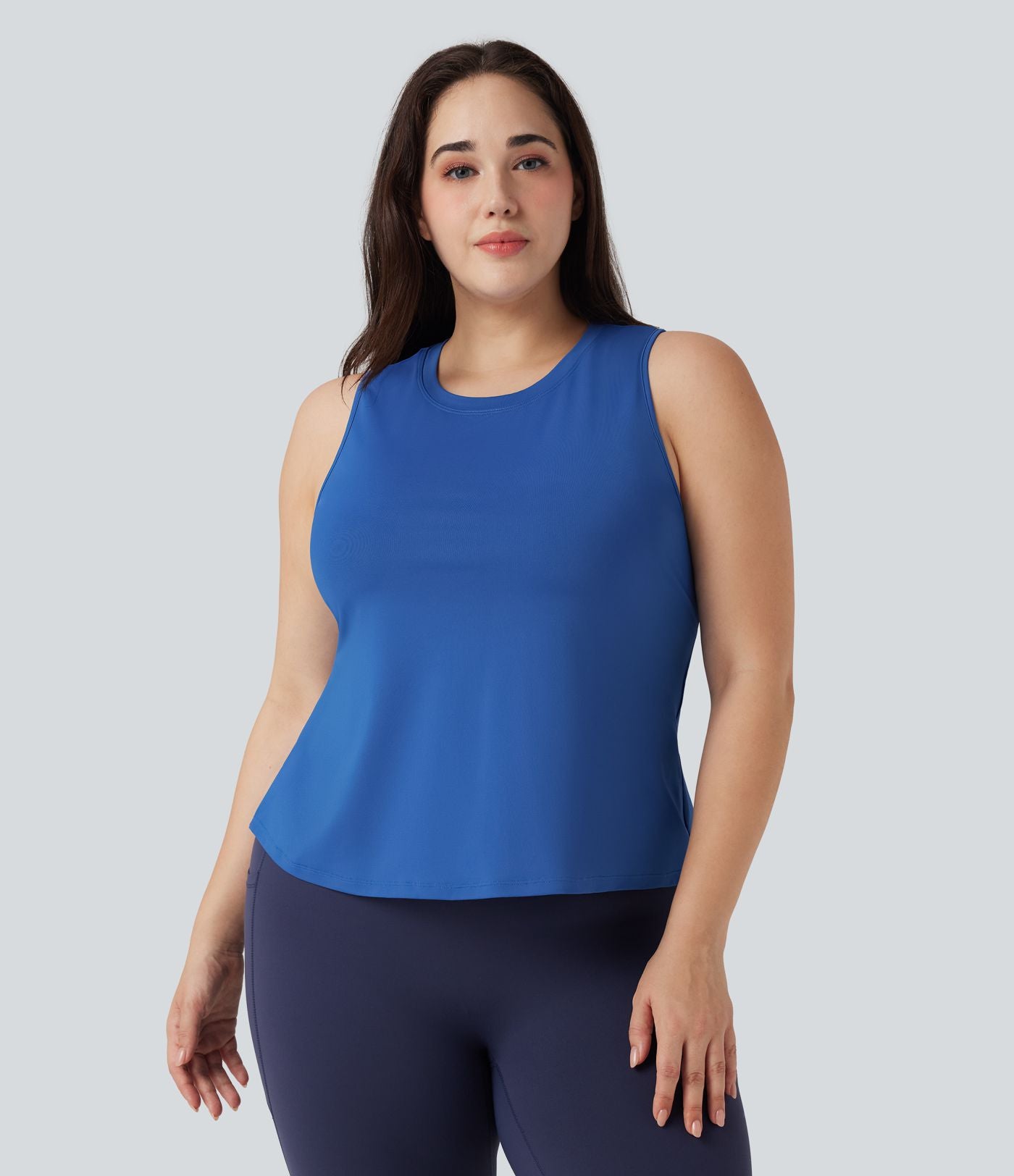Débardeur de Yoga Grande Taille avec Découpe et Ourlet Croisé Uni
