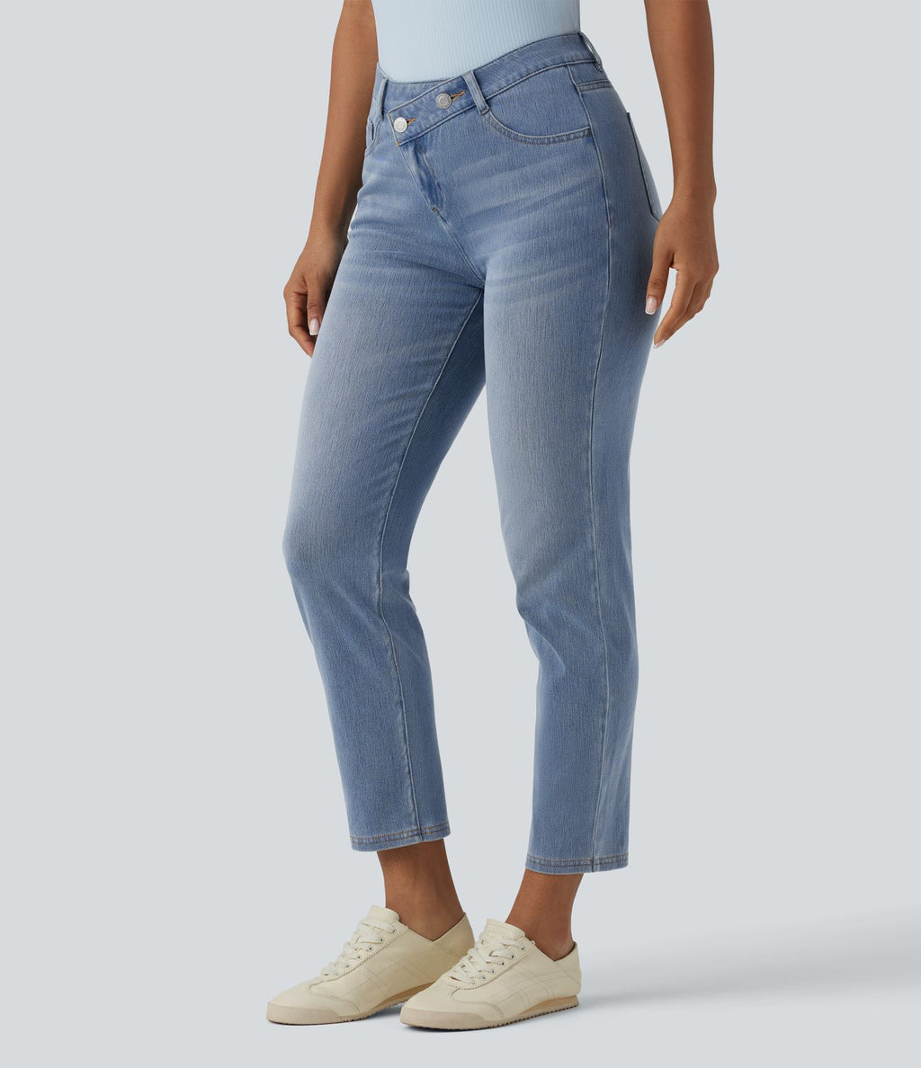 Jean 7/8 Halara Flex™ asymétrique casual taille haute avec poches