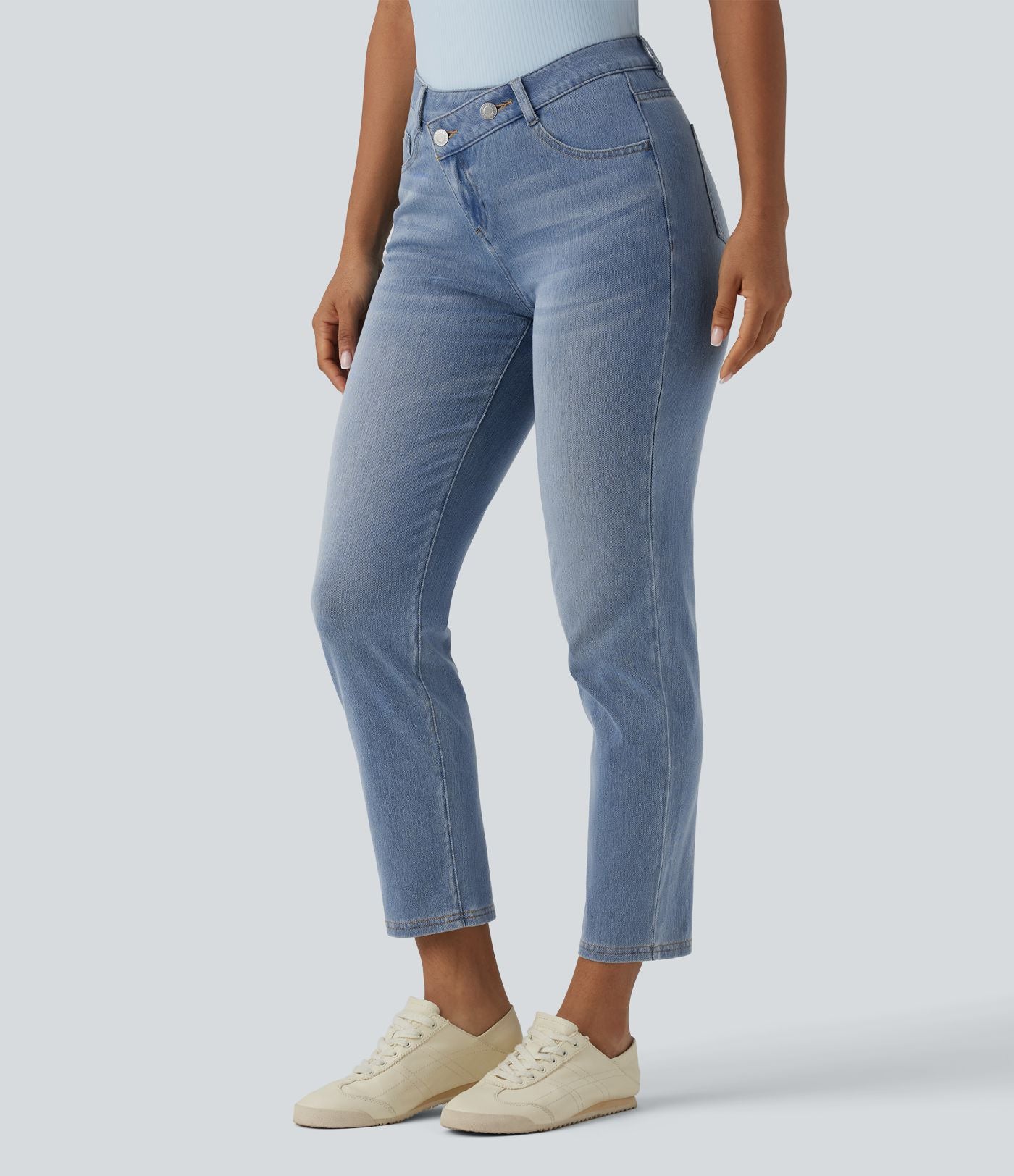 Jean 7/8 Halara Flex™ asymétrique casual taille haute avec poches