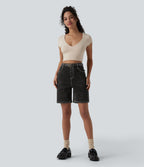 Short en jean Halara Flex™ taille haute décontracté 17,5 cm avec poches