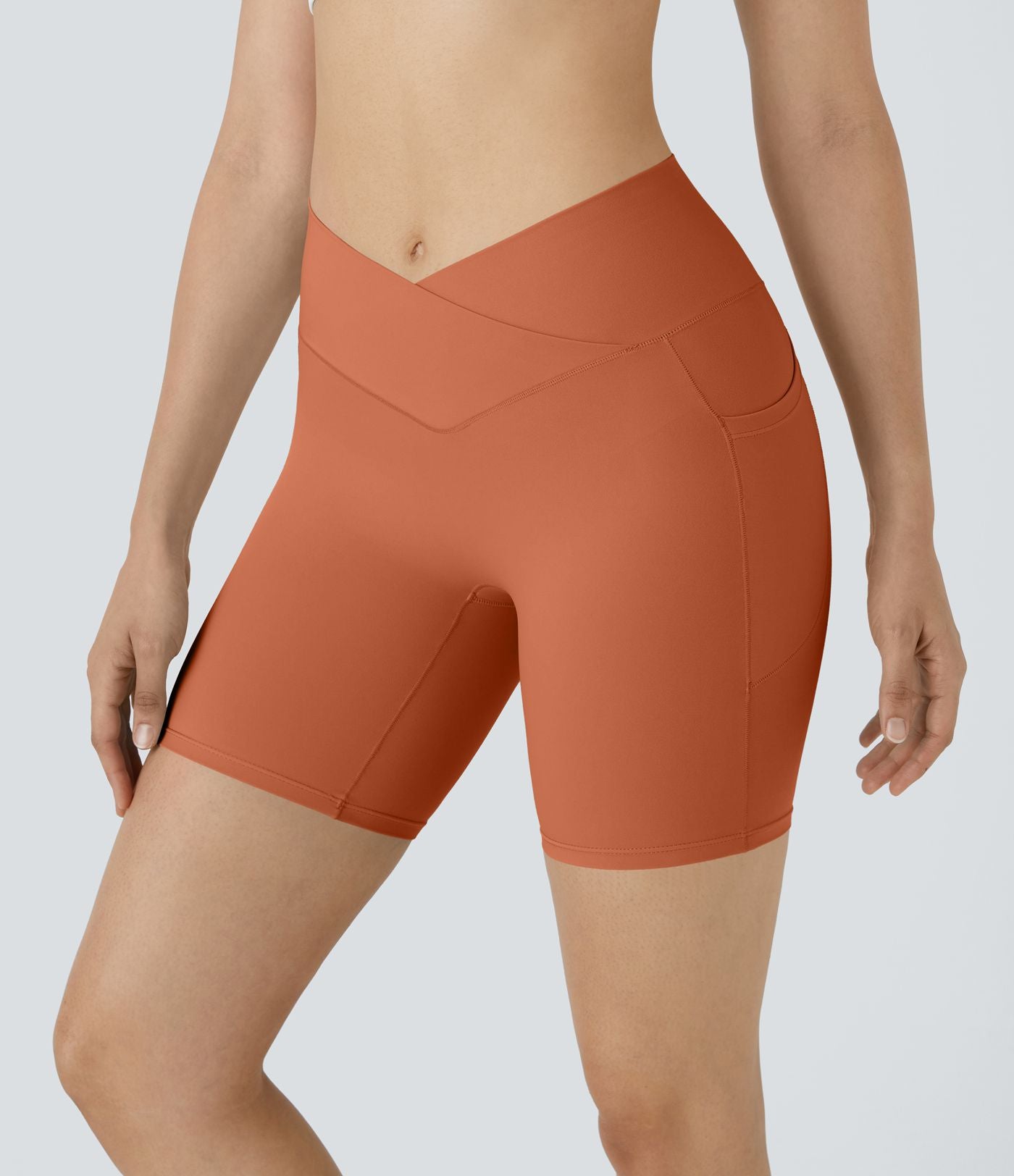 Softlyzero™ Short 17,5cm Yoga Taille Haute Crossover avec Poches Latérales