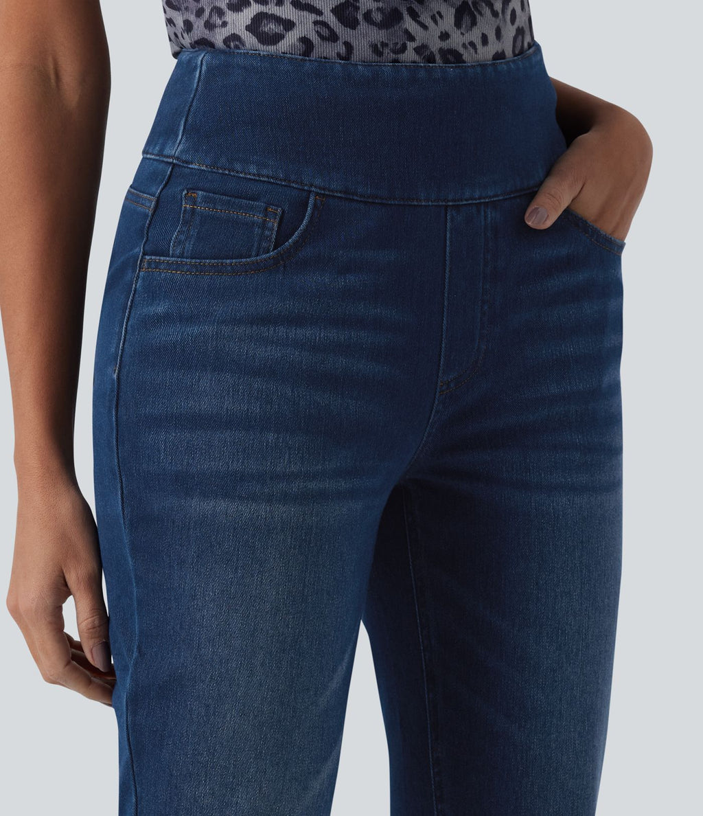 Halara Flex™ Jean 7/8 casual taille haute ventre plat à ourlet retroussé, avec poches