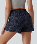 Short cargo ample taille haute imprimé léopard avec cordon de serrage et poches