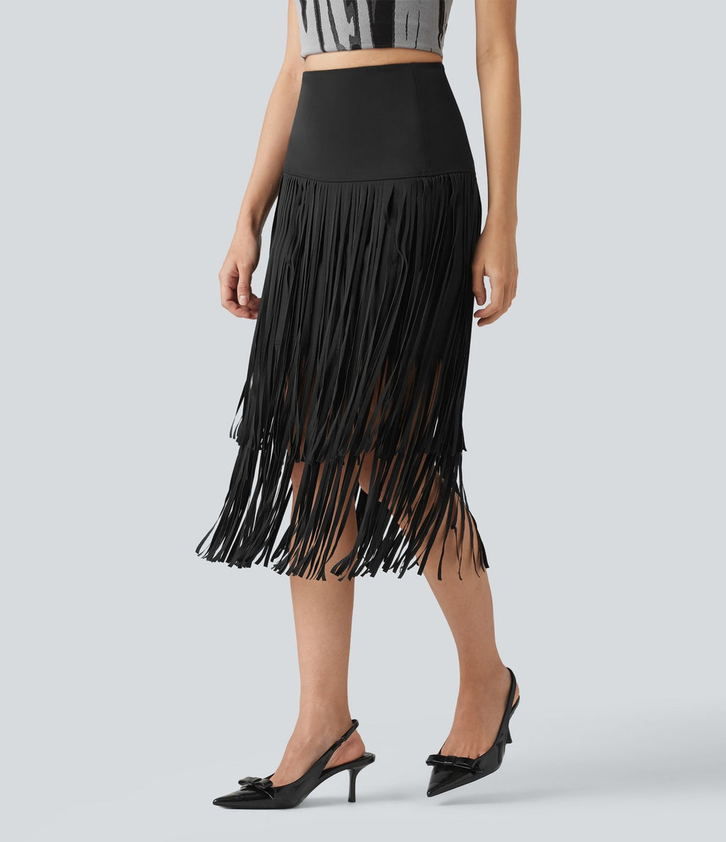 Jupe midi à franges taille haute Halara UltraSculpt™ Cool séchage rapide