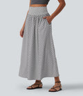 Jupe longue fluide casual à rayures taille haute avec poches