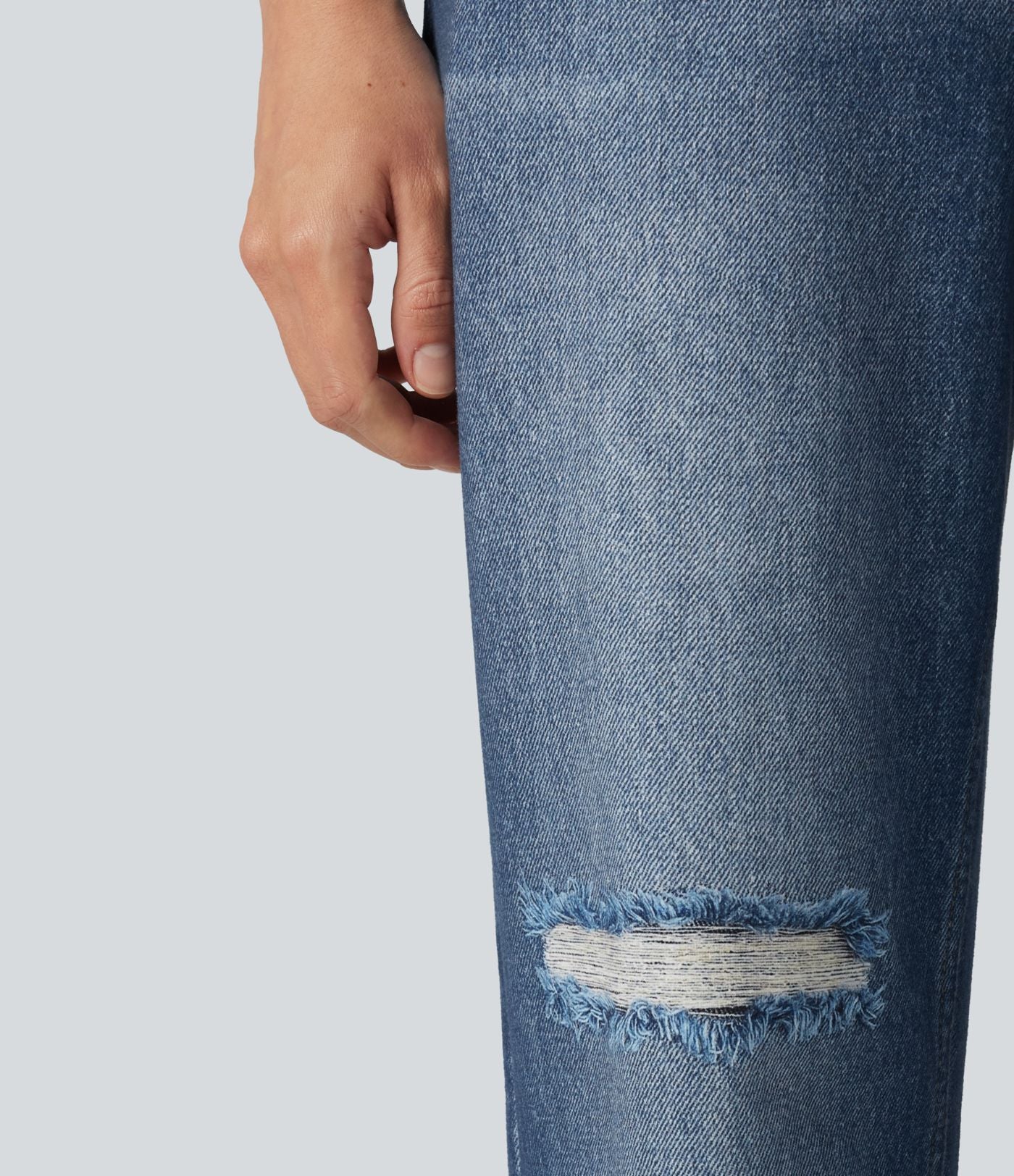 Pantalon de jogging taille haute en molleton French Terry imprimé jean avec poches