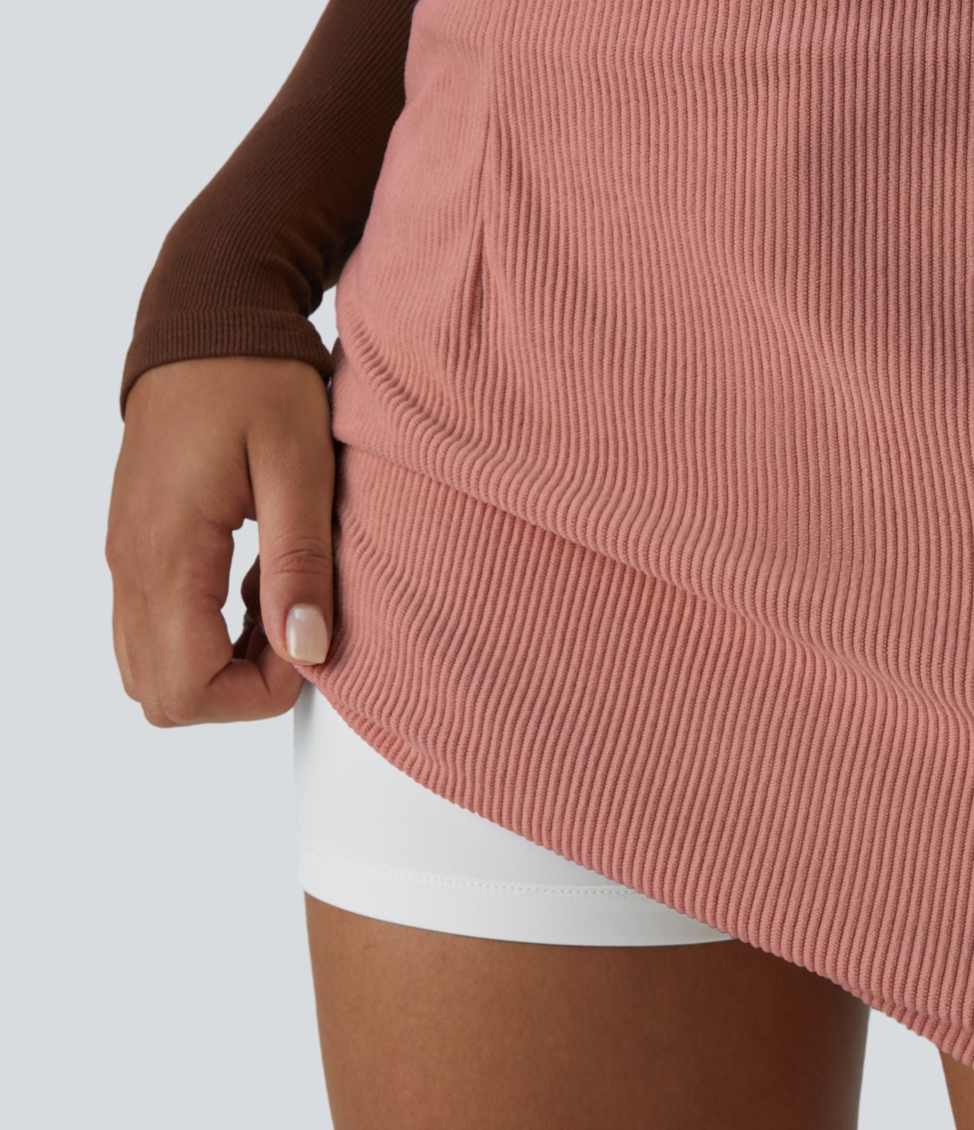 Jupe 2-en-1 en velours côtelé taille haute avec fentes