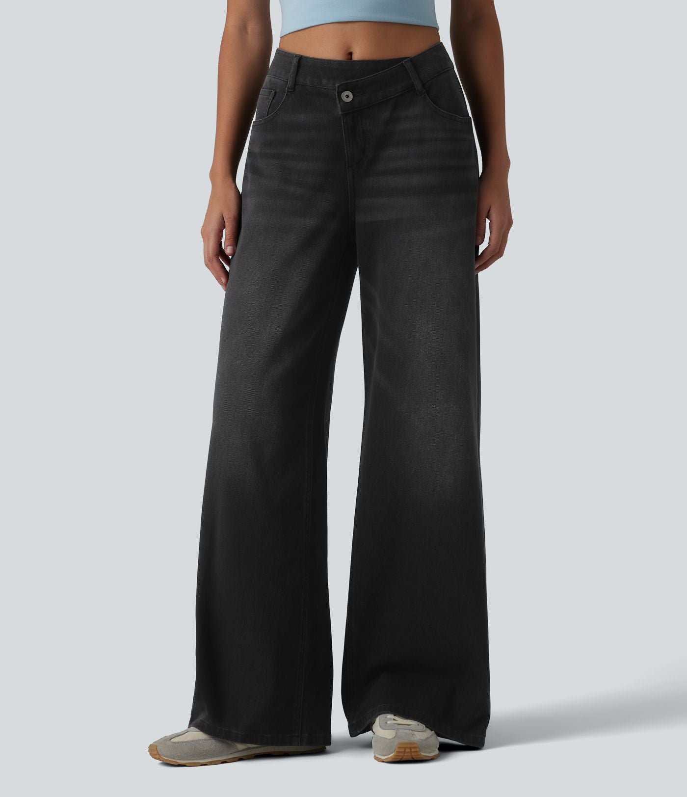 Jean large décontracté Halara Flex™ asymétrique taille mi-haute avec poches