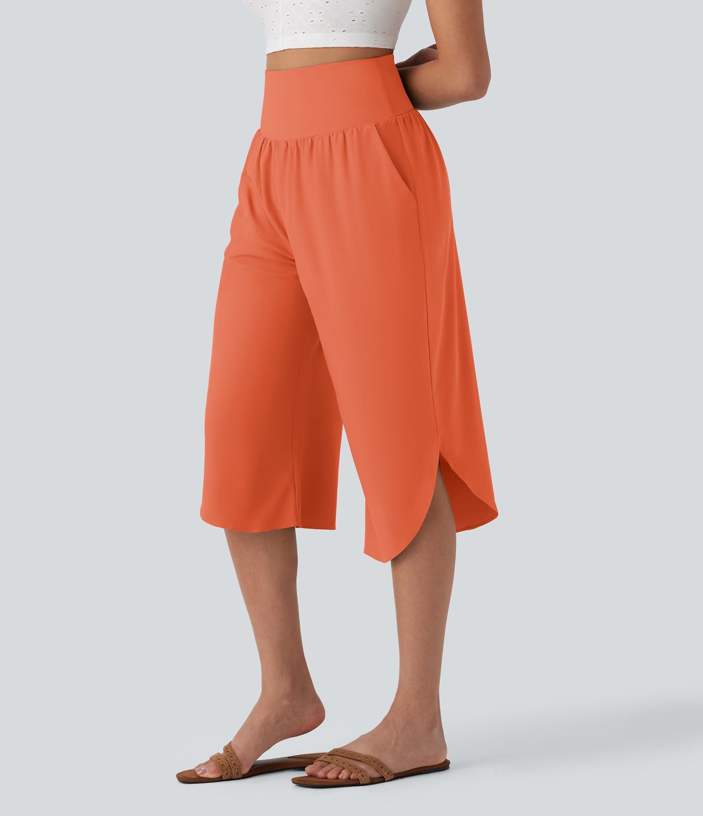 Pantalon corsaire gainant taille haute à ourlet asymétrique et séchage rapide avec poches Breezeful™