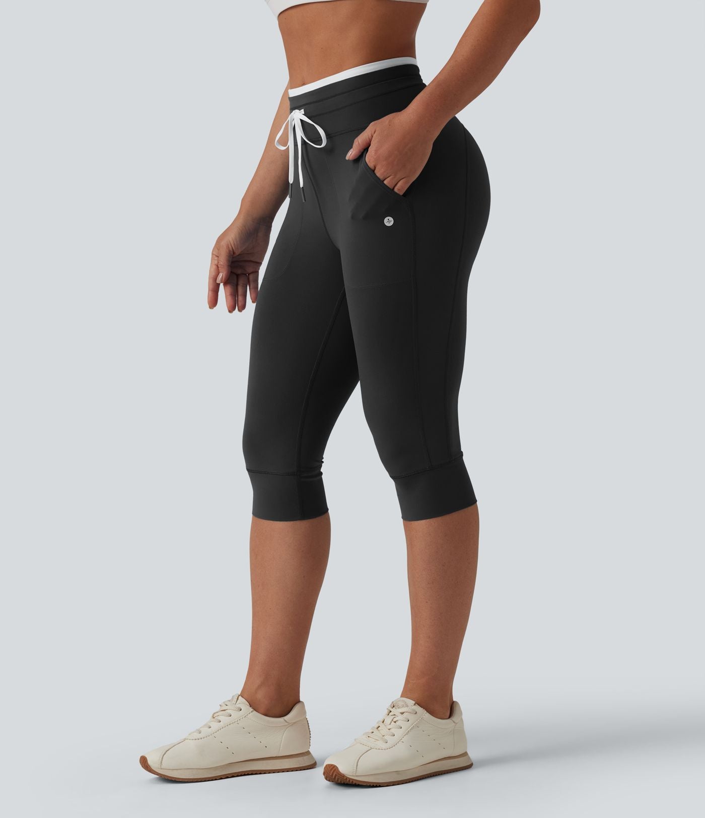 Legging de yoga corsaire Halara UltraSculpt™ color block taille haute gainant avec cordon de serrage avec poches