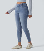Halara Flex™ Jean 7/8 slim asymétrique taille haute croisée avec poches