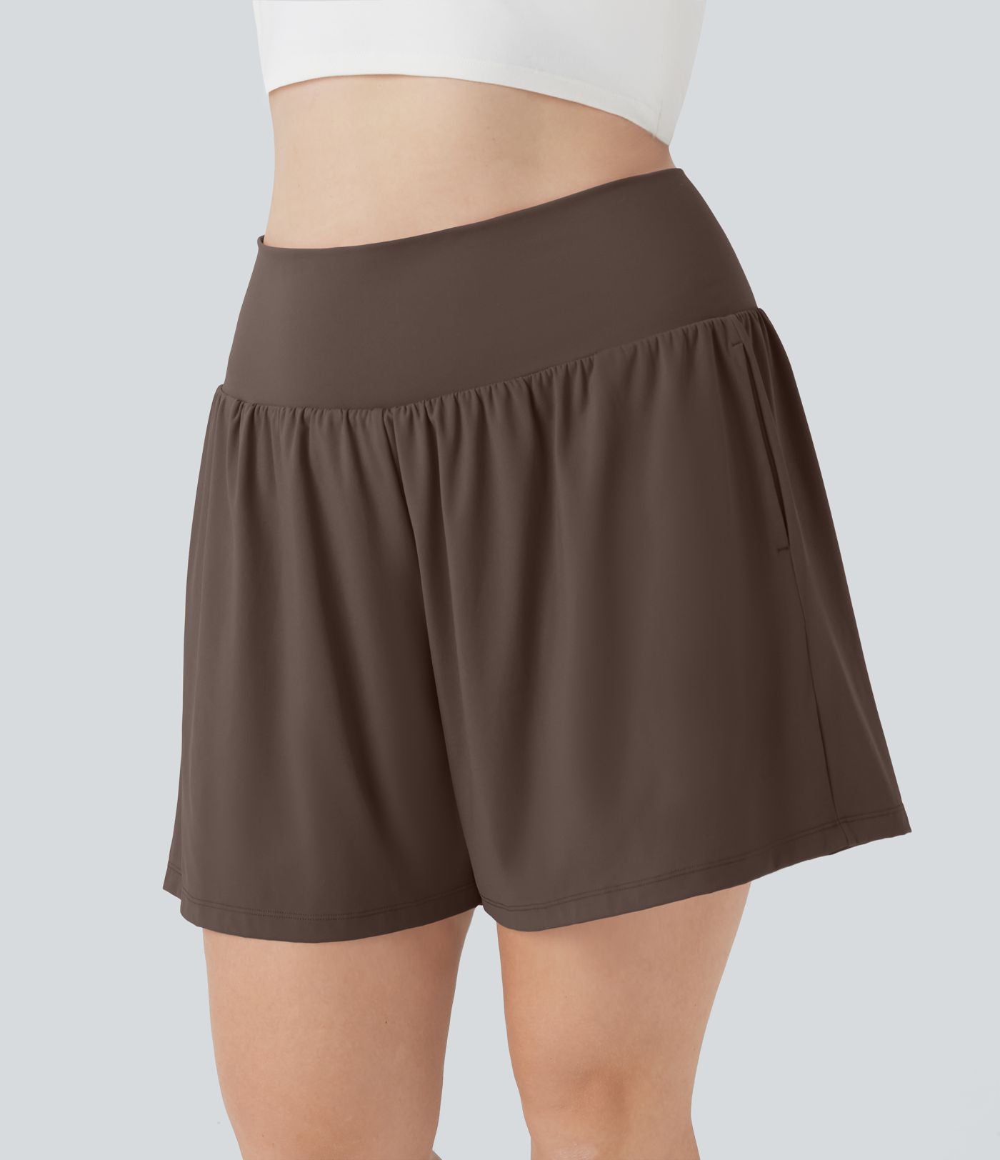 Short tailleur 2-en-1 Cool Touch yoga taille très haute Softlyzero™ Airy grande taille 17,5 cm avec poches