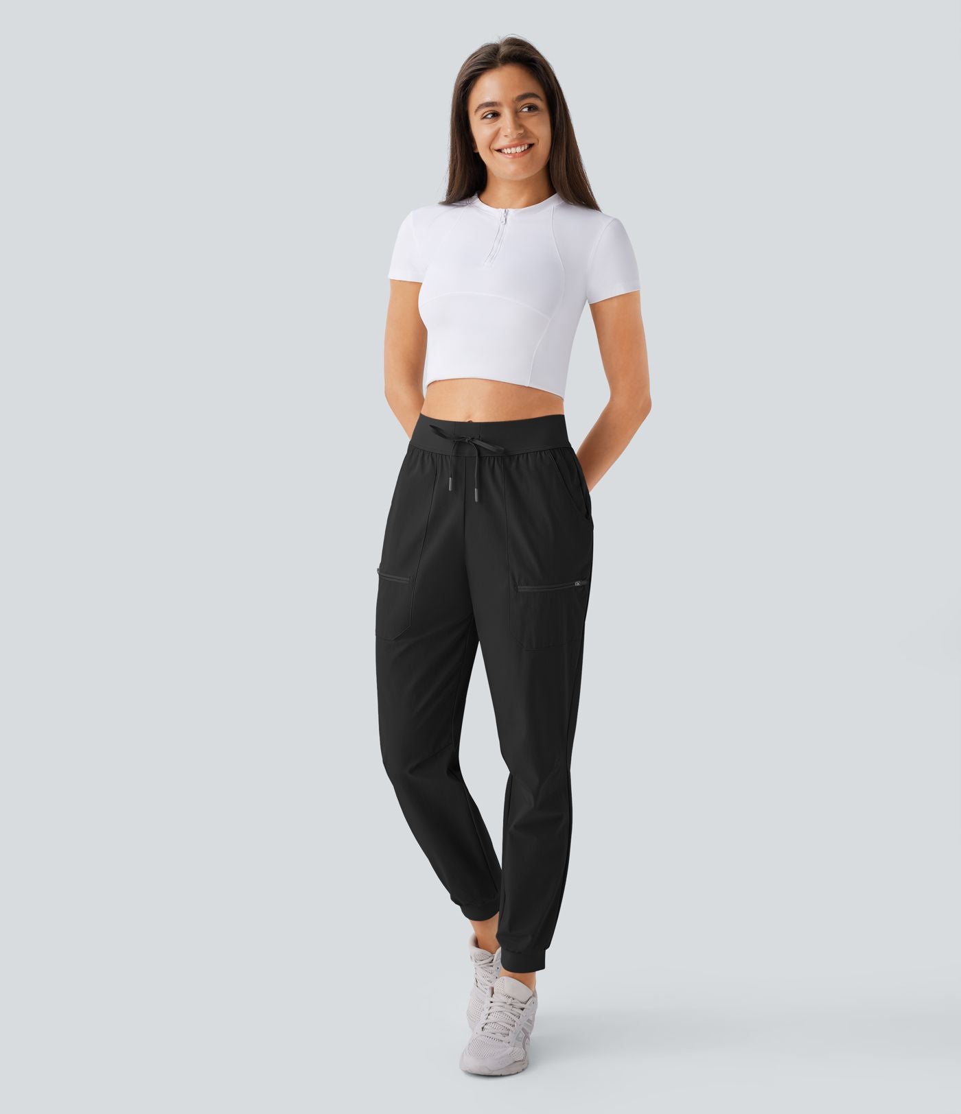 Pantalon de randonnée déperlant et résistant à l'usure, taille moyenne à cordon, poches multiples et doublure polaire
