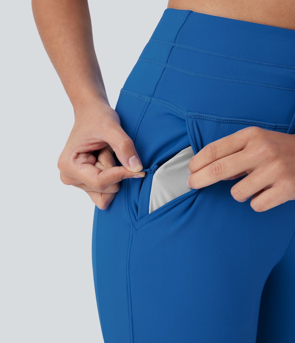 Pantalon corsaire jogging de yoga Softlyzero™ moelleux, taille haute à cordon avec poches latérales