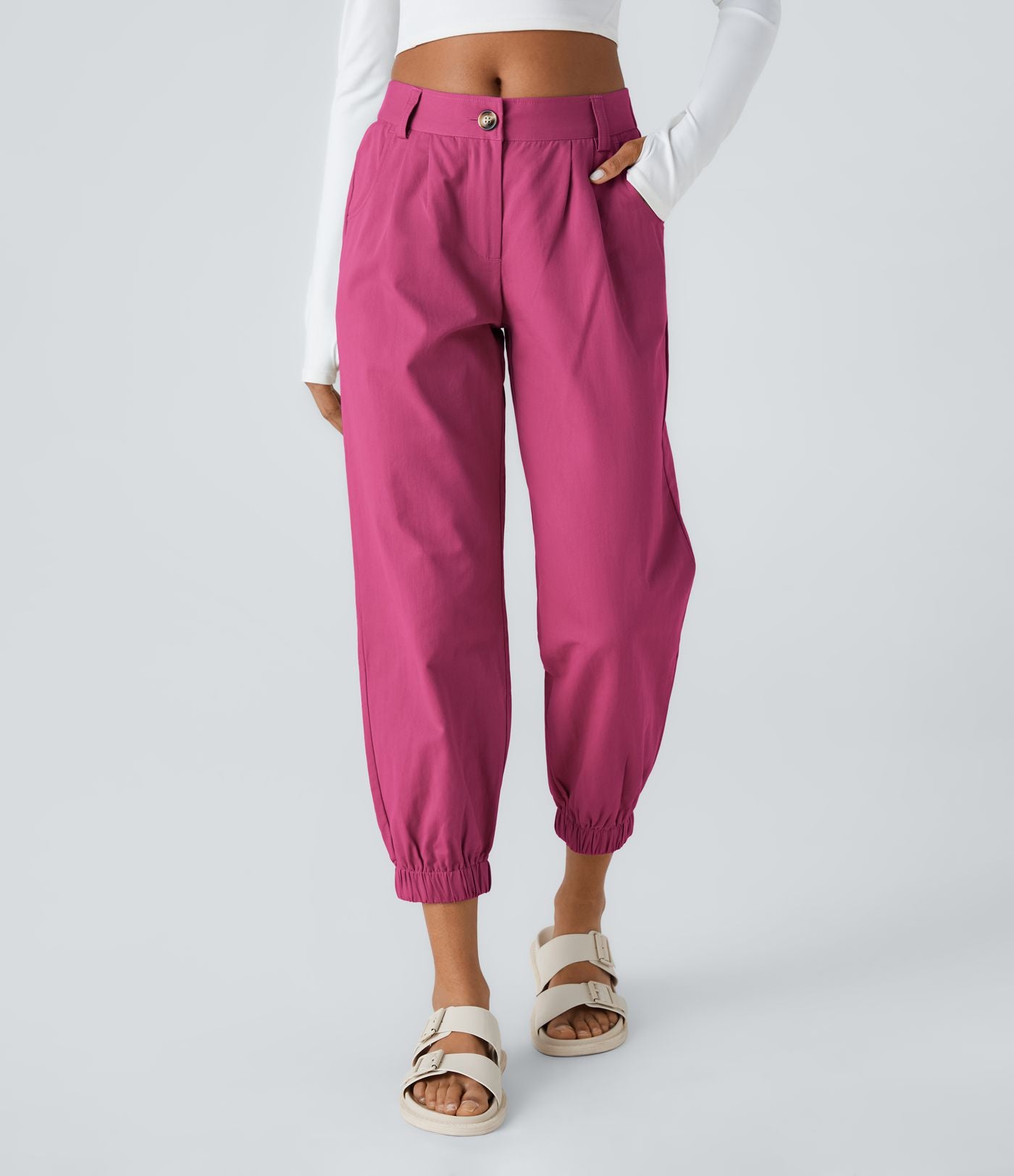 Joggings décontractés à taille mi-haute avec poches
