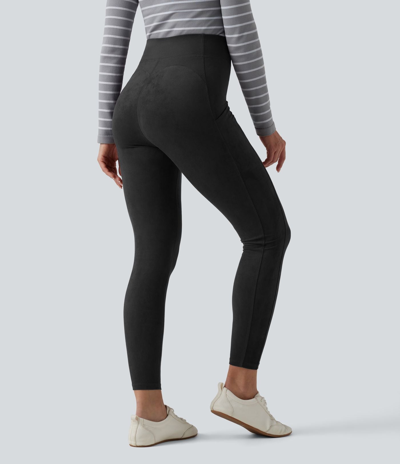 Legging casual taille haute en daim avec poches