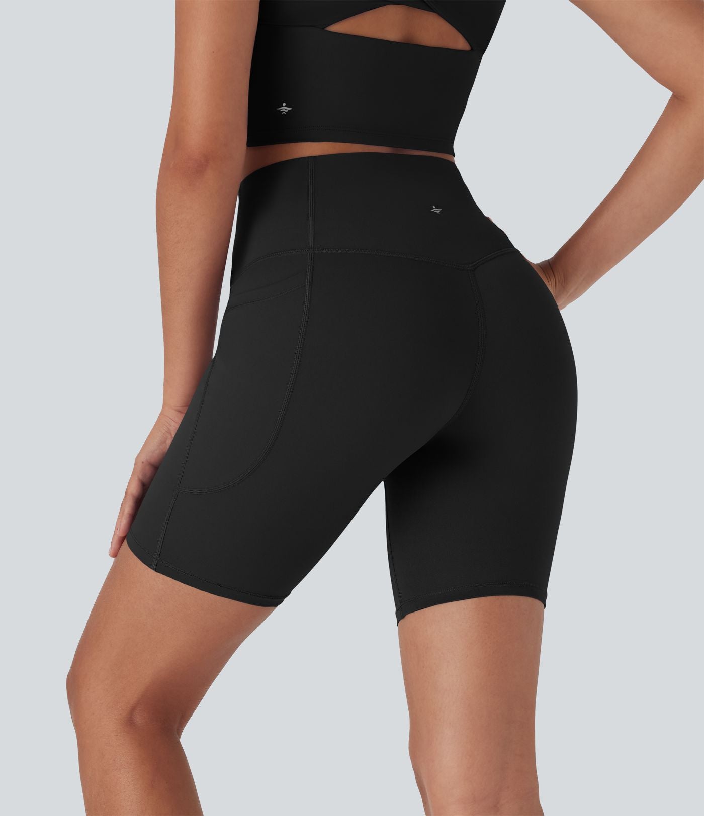 Pantalon large fluide décontracté gainant taille haute avec poches