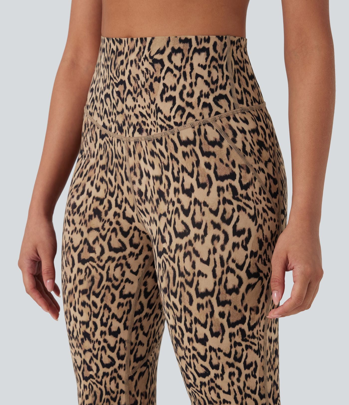 Pantalon de yoga évasé gainant galbant taille haute imprimé léopard Halara UltraSculpt™