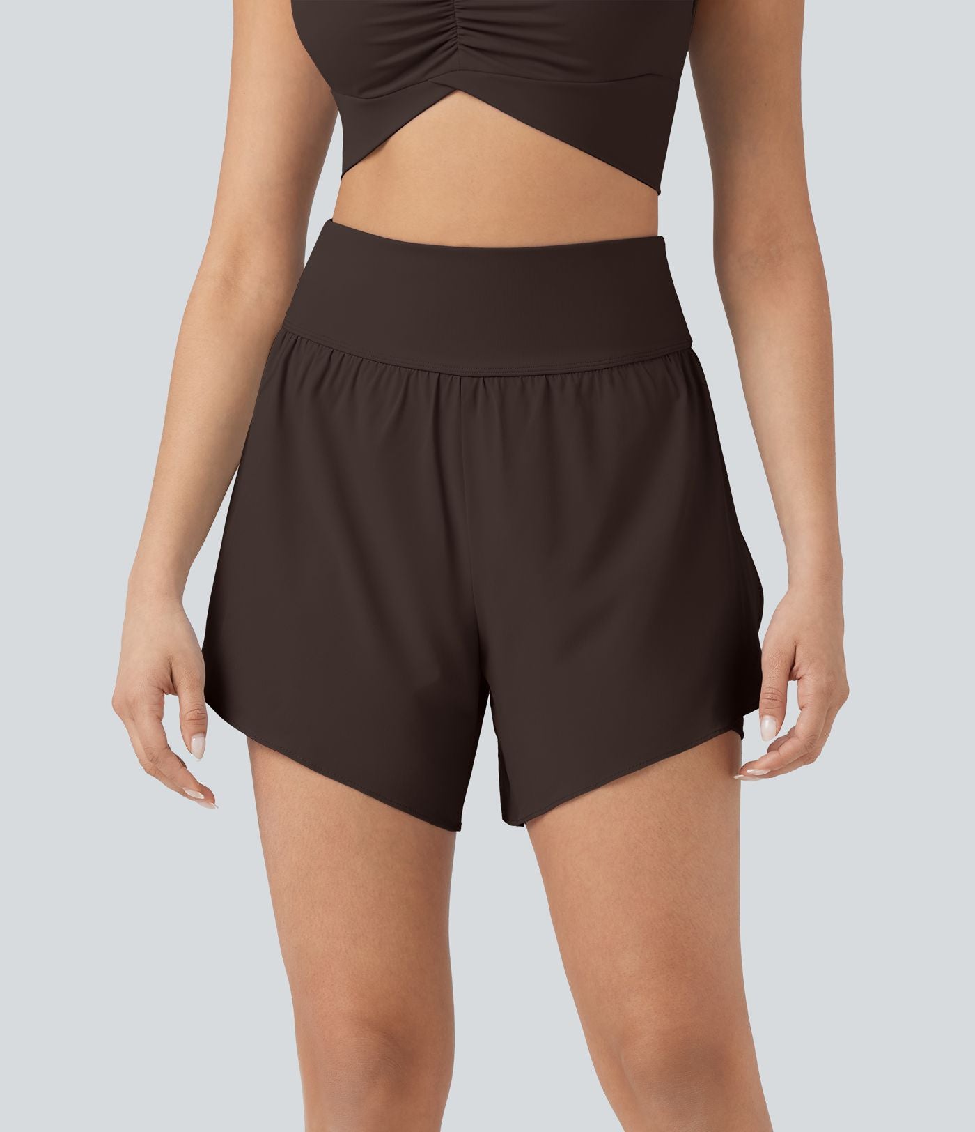 Short 2-en-1 de course gainant taille haute avec points réfléchissants, ourlet croisé et séchage rapide 12,5 cm avec poches SoftlyZero™